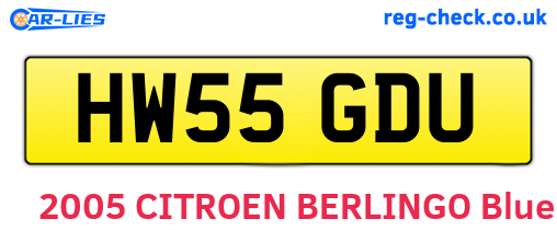 HW55GDU are the vehicle registration plates.