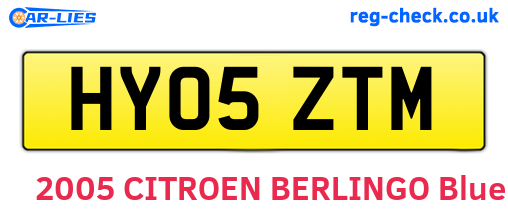 HY05ZTM are the vehicle registration plates.