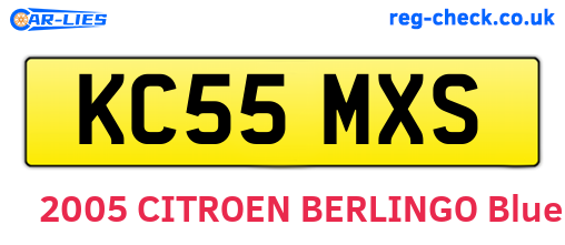 KC55MXS are the vehicle registration plates.