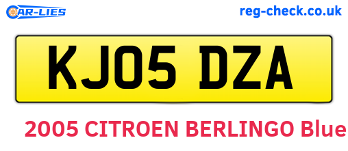 KJ05DZA are the vehicle registration plates.