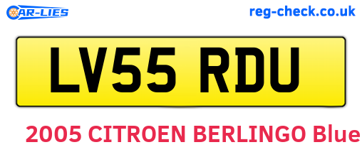 LV55RDU are the vehicle registration plates.