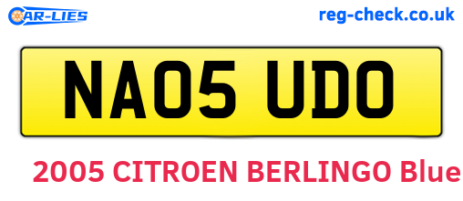 NA05UDO are the vehicle registration plates.