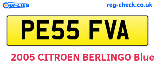 PE55FVA are the vehicle registration plates.