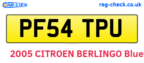 PF54TPU are the vehicle registration plates.