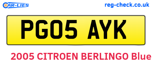 PG05AYK are the vehicle registration plates.