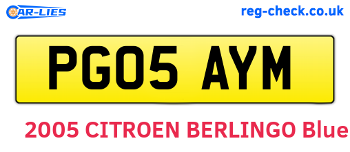 PG05AYM are the vehicle registration plates.