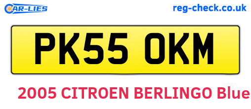 PK55OKM are the vehicle registration plates.