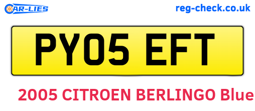 PY05EFT are the vehicle registration plates.