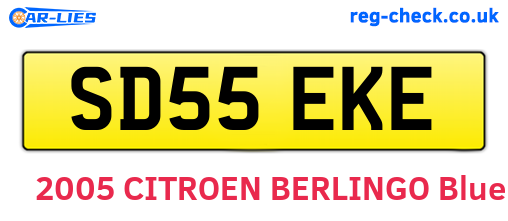 SD55EKE are the vehicle registration plates.