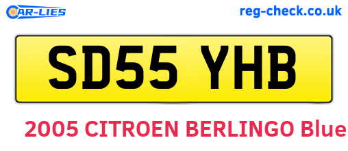 SD55YHB are the vehicle registration plates.