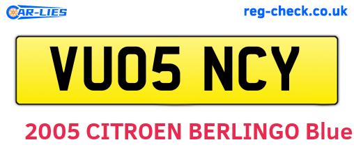 VU05NCY are the vehicle registration plates.