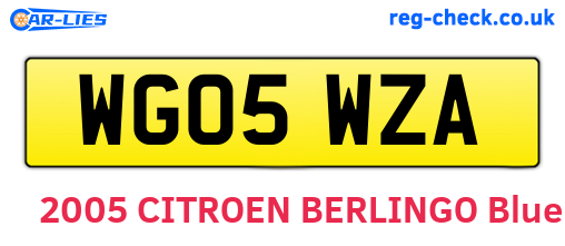 WG05WZA are the vehicle registration plates.