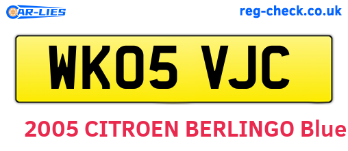 WK05VJC are the vehicle registration plates.
