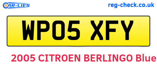 WP05XFY are the vehicle registration plates.
