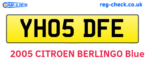 YH05DFE are the vehicle registration plates.