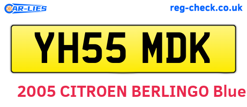 YH55MDK are the vehicle registration plates.