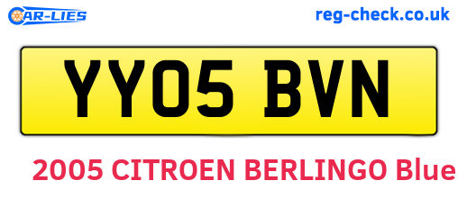 YY05BVN are the vehicle registration plates.