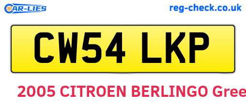 CW54LKP are the vehicle registration plates.