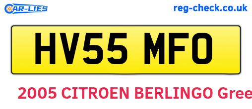 HV55MFO are the vehicle registration plates.