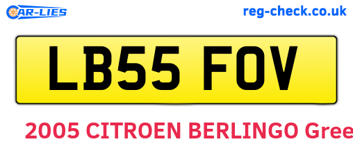 LB55FOV are the vehicle registration plates.