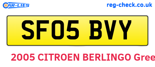 SF05BVY are the vehicle registration plates.