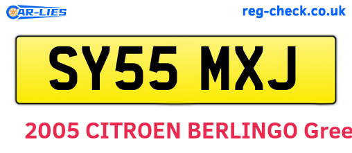 SY55MXJ are the vehicle registration plates.