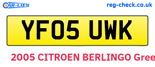 YF05UWK are the vehicle registration plates.