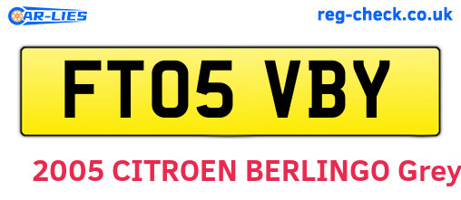 FT05VBY are the vehicle registration plates.