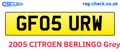 GF05URW are the vehicle registration plates.
