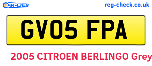 GV05FPA are the vehicle registration plates.