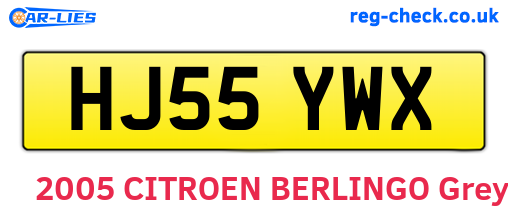 HJ55YWX are the vehicle registration plates.