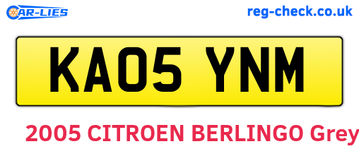 KA05YNM are the vehicle registration plates.
