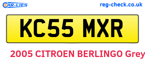 KC55MXR are the vehicle registration plates.