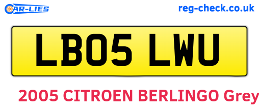 LB05LWU are the vehicle registration plates.
