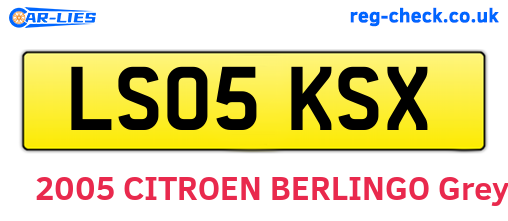 LS05KSX are the vehicle registration plates.