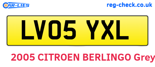 LV05YXL are the vehicle registration plates.