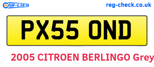 PX55OND are the vehicle registration plates.