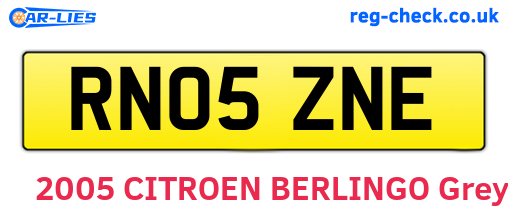 RN05ZNE are the vehicle registration plates.