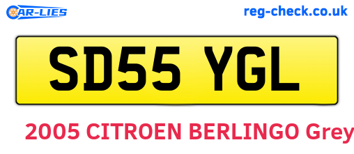 SD55YGL are the vehicle registration plates.