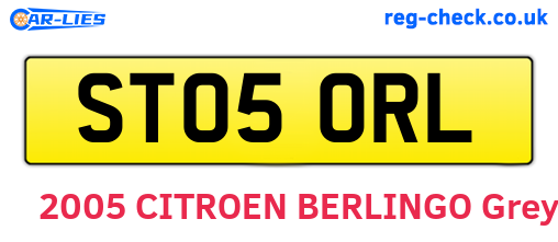 ST05ORL are the vehicle registration plates.