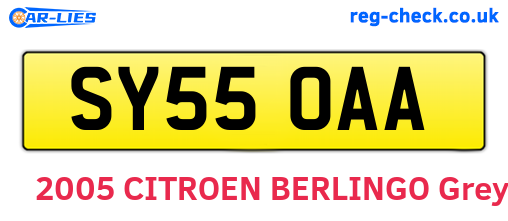SY55OAA are the vehicle registration plates.