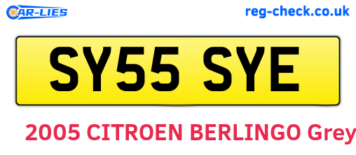 SY55SYE are the vehicle registration plates.