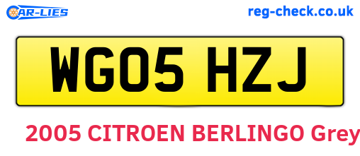 WG05HZJ are the vehicle registration plates.
