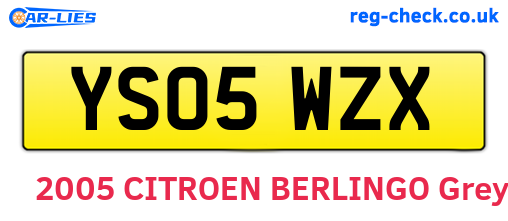 YS05WZX are the vehicle registration plates.