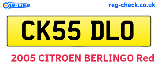 CK55DLO are the vehicle registration plates.