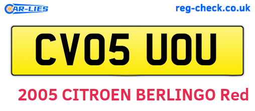 CV05UOU are the vehicle registration plates.
