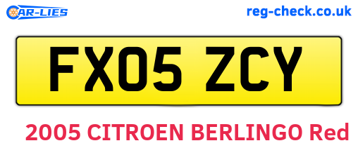 FX05ZCY are the vehicle registration plates.