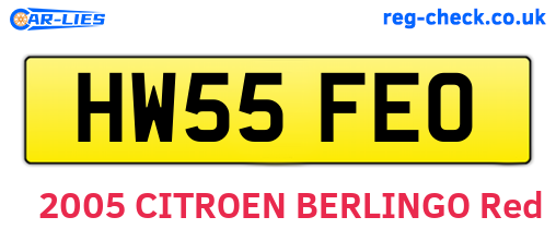 HW55FEO are the vehicle registration plates.