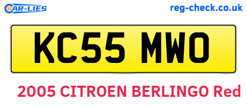 KC55MWO are the vehicle registration plates.