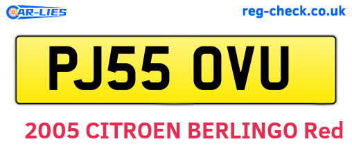 PJ55OVU are the vehicle registration plates.